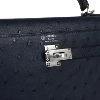 Hermes Special Order (HSS) Kelly Sellier 25 Bleu Indigo Verso Ostrich Palladium Hardware Hermes Special Order (HSS) Kelly Sellier 25 Bleu Indigo Verso Ostrich Palladium Hardware