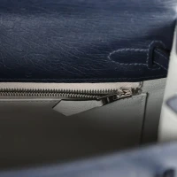 Hermes Special Order (HSS) Kelly Sellier 25 Bleu Indigo Verso Ostrich Palladium Hardware Hermes Special Order (HSS) Kelly Sellier 25 Bleu Indigo Verso Ostrich Palladium Hardware