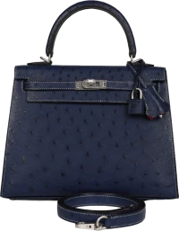 Hermes Special Order (HSS) Kelly Sellier 25 Bleu Iris Verso Ostrich Brushed Palladium Hardware Hermes Special Order (HSS) Kelly Sellier 25 Bleu Iris Verso Ostrich Brushed Palladium Hardware