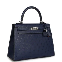 Hermes Special Order (HSS) Kelly Sellier 25 Bleu Iris Verso Ostrich Brushed Palladium Hardware Hermes Special Order (HSS) Kelly Sellier 25 Bleu Iris Verso Ostrich Brushed Palladium Hardware