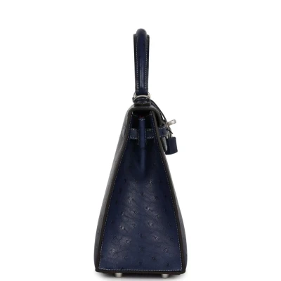 Hermes Special Order (HSS) Kelly Sellier 25 Bleu Iris Verso Ostrich Brushed Palladium Hardware Hermes Special Order (HSS) Kelly Sellier 25 Bleu Iris Verso Ostrich Brushed Palladium Hardware