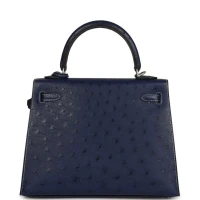 Hermes Special Order (HSS) Kelly Sellier 25 Bleu Iris Verso Ostrich Brushed Palladium Hardware Hermes Special Order (HSS) Kelly Sellier 25 Bleu Iris Verso Ostrich Brushed Palladium Hardware