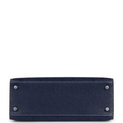 Hermes Special Order (HSS) Kelly Sellier 25 Bleu Iris Verso Ostrich Brushed Palladium Hardware Hermes Special Order (HSS) Kelly Sellier 25 Bleu Iris Verso Ostrich Brushed Palladium Hardware
