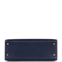 Hermes Special Order (HSS) Kelly Sellier 25 Bleu Iris Verso Ostrich Brushed Palladium Hardware Hermes Special Order (HSS) Kelly Sellier 25 Bleu Iris Verso Ostrich Brushed Palladium Hardware