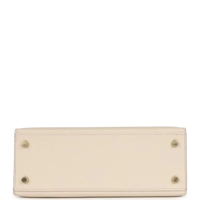 Hermes Special Order (HSS) Kelly Sellier 25 Craie and Bleu Glacier Epsom Brushed Gold Hardware Hermes Special Order (HSS) Kelly Sellier 25 Craie and Bleu Glacier Epsom Brushed Gold Hardware