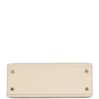Hermes Special Order (HSS) Kelly Sellier 25 Craie and Bleu Glacier Epsom Brushed Gold Hardware Hermes Special Order (HSS) Kelly Sellier 25 Craie and Bleu Glacier Epsom Brushed Gold Hardware