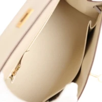 Hermes Special Order (HSS) Kelly Sellier 25 Craie and Bleu Glacier Epsom Brushed Gold Hardware Hermes Special Order (HSS) Kelly Sellier 25 Craie and Bleu Glacier Epsom Brushed Gold Hardware