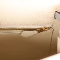 Hermes Special Order (HSS) Kelly Sellier 25 Craie and Bleu Glacier Epsom Brushed Gold Hardware Hermes Special Order (HSS) Kelly Sellier 25 Craie and Bleu Glacier Epsom Brushed Gold Hardware