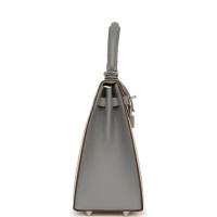 Hermes Special Order (HSS) Kelly Sellier 25 Craie and Gris Mouette Epsom Brushed Palladium Hardware Hermes Special Order (HSS) Kelly Sellier 25 Craie and Gris Mouette Epsom Brushed Palladium Hardware
