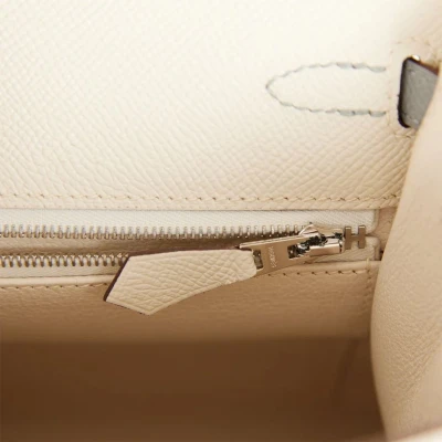 Hermes Special Order (HSS) Kelly Sellier 25 Craie and Gris Mouette Epsom Brushed Palladium Hardware Hermes Special Order (HSS) Kelly Sellier 25 Craie and Gris Mouette Epsom Brushed Palladium Hardware
