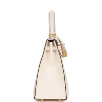 Hermes Special Order (HSS) Kelly Sellier 25 Nata Verso Chevre Brushed Gold Hardware