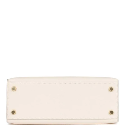 Hermes Special Order (HSS) Kelly Sellier 25 Nata Verso Chevre Brushed Gold Hardware