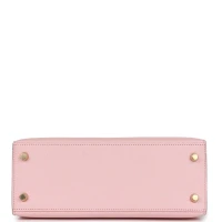 Hermes Special Order (HSS) Kelly Sellier 25 Rose Sakura and Bleu Aztec Chevre Brushed Gold Hardware Hermes Special Order (HSS) Kelly Sellier 25 Rose Sakura and Bleu Aztec Chevre Brushed Gold Hardware