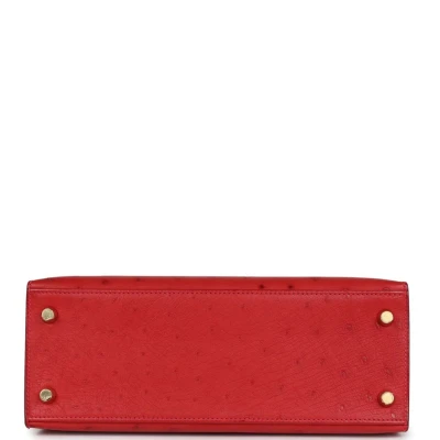 Hermes Special Order (HSS) Kelly Sellier 25 Rouge Vif Verso Ostrich Gold Hardware Hermes Special Order (HSS) Kelly Sellier 25 Rouge Vif Verso Ostrich Gold Hardware