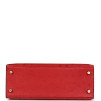 Hermes Special Order (HSS) Kelly Sellier 25 Rouge Vif Verso Ostrich Gold Hardware Hermes Special Order (HSS) Kelly Sellier 25 Rouge Vif Verso Ostrich Gold Hardware
