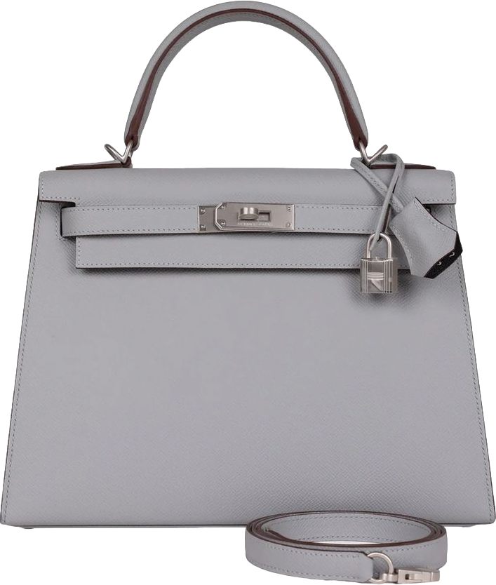 Hermes Special Order (HSS) Kelly Sellier 28 Bleu Glacier Verso Epsom Brushed Palladium Hardware