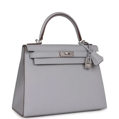 Hermes Special Order (HSS) Kelly Sellier 28 Bleu Glacier Verso Epsom Brushed Palladium Hardware Hermes Special Order (HSS) Kelly Sellier 28 Bleu Glacier Verso Epsom Brushed Palladium Hardware