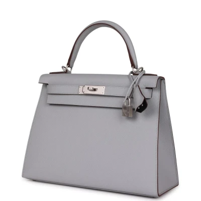 Hermes Special Order (HSS) Kelly Sellier 28 Bleu Glacier Verso Epsom Brushed Palladium Hardware Hermes Special Order (HSS) Kelly Sellier 28 Bleu Glacier Verso Epsom Brushed Palladium Hardware