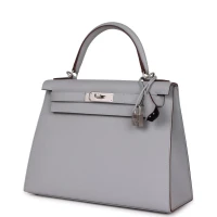 Hermes Special Order (HSS) Kelly Sellier 28 Bleu Glacier Verso Epsom Brushed Palladium Hardware Hermes Special Order (HSS) Kelly Sellier 28 Bleu Glacier Verso Epsom Brushed Palladium Hardware