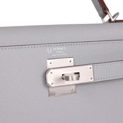 Hermes Special Order (HSS) Kelly Sellier 28 Bleu Glacier Verso Epsom Brushed Palladium Hardware Hermes Special Order (HSS) Kelly Sellier 28 Bleu Glacier Verso Epsom Brushed Palladium Hardware