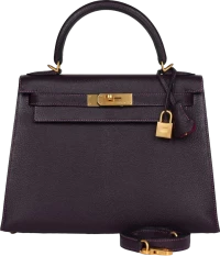 Hermes Special Order (HSS) Kelly Sellier 28 Raisin Verso Chevre Brushed Gold Hardware Hermes Special Order (HSS) Kelly Sellier 28 Raisin Verso Chevre Brushed Gold Hardware