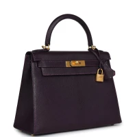 Hermes Special Order (HSS) Kelly Sellier 28 Raisin Verso Chevre Brushed Gold Hardware Hermes Special Order (HSS) Kelly Sellier 28 Raisin Verso Chevre Brushed Gold Hardware