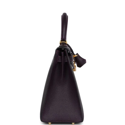 Hermes Special Order (HSS) Kelly Sellier 28 Raisin Verso Chevre Brushed Gold Hardware Hermes Special Order (HSS) Kelly Sellier 28 Raisin Verso Chevre Brushed Gold Hardware