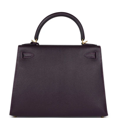 Hermes Special Order (HSS) Kelly Sellier 28 Raisin Verso Chevre Brushed Gold Hardware Hermes Special Order (HSS) Kelly Sellier 28 Raisin Verso Chevre Brushed Gold Hardware