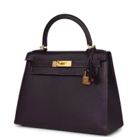 Hermes Special Order (HSS) Kelly Sellier 28 Raisin Verso Chevre Brushed Gold Hardware Hermes Special Order (HSS) Kelly Sellier 28 Raisin Verso Chevre Brushed Gold Hardware