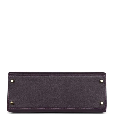 Hermes Special Order (HSS) Kelly Sellier 28 Raisin Verso Chevre Brushed Gold Hardware Hermes Special Order (HSS) Kelly Sellier 28 Raisin Verso Chevre Brushed Gold Hardware