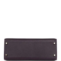 Hermes Special Order (HSS) Kelly Sellier 28 Raisin Verso Chevre Brushed Gold Hardware Hermes Special Order (HSS) Kelly Sellier 28 Raisin Verso Chevre Brushed Gold Hardware