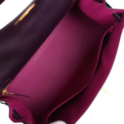 Hermes Special Order (HSS) Kelly Sellier 28 Raisin Verso Chevre Brushed Gold Hardware Hermes Special Order (HSS) Kelly Sellier 28 Raisin Verso Chevre Brushed Gold Hardware