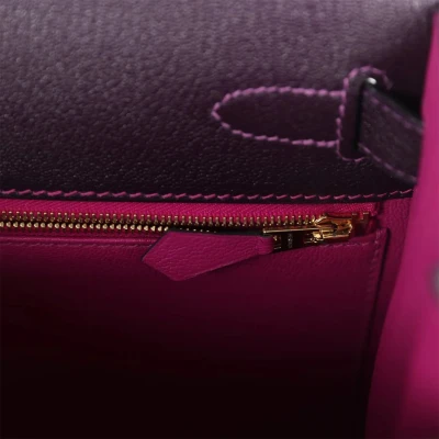 Hermes Special Order (HSS) Kelly Sellier 28 Raisin Verso Chevre Brushed Gold Hardware Hermes Special Order (HSS) Kelly Sellier 28 Raisin Verso Chevre Brushed Gold Hardware