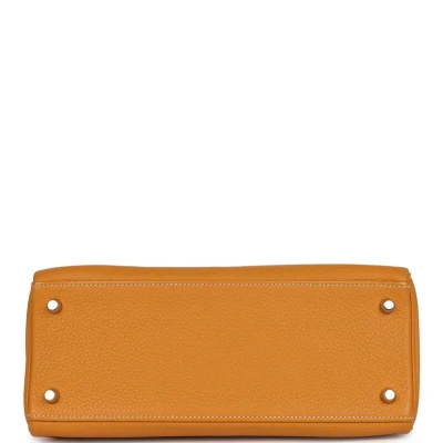 Pre-Owned Hermes Kelly Retourne 28 Moutarde Clemence Palladium Hardware Pre-Owned Hermes Kelly Retourne 28 Moutarde Clemence Palladium Hardware