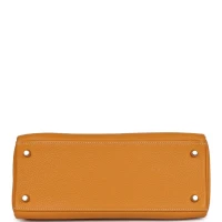 Pre-Owned Hermes Kelly Retourne 28 Moutarde Clemence Palladium Hardware Pre-Owned Hermes Kelly Retourne 28 Moutarde Clemence Palladium Hardware