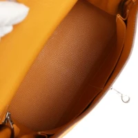 Pre-Owned Hermes Kelly Retourne 28 Moutarde Clemence Palladium Hardware Pre-Owned Hermes Kelly Retourne 28 Moutarde Clemence Palladium Hardware