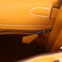 Pre-Owned Hermes Kelly Retourne 28 Moutarde Clemence Palladium Hardware Pre-Owned Hermes Kelly Retourne 28 Moutarde Clemence Palladium Hardware