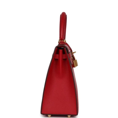 Pre-Owned Hermes Kelly Sellier 25 Rouge Casaque Epsom Gold Hardware Pre-Owned Hermes Kelly Sellier 25 Rouge Casaque Epsom Gold Hardware
