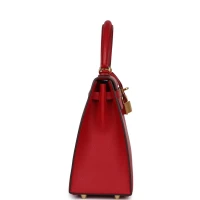 Pre-Owned Hermes Kelly Sellier 25 Rouge Casaque Epsom Gold Hardware Pre-Owned Hermes Kelly Sellier 25 Rouge Casaque Epsom Gold Hardware