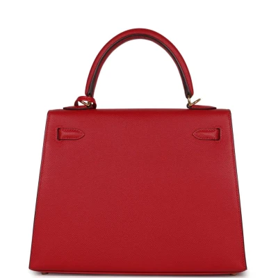 Pre-Owned Hermes Kelly Sellier 25 Rouge Casaque Epsom Gold Hardware Pre-Owned Hermes Kelly Sellier 25 Rouge Casaque Epsom Gold Hardware