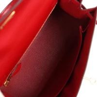 Pre-Owned Hermes Kelly Sellier 25 Rouge Casaque Epsom Gold Hardware Pre-Owned Hermes Kelly Sellier 25 Rouge Casaque Epsom Gold Hardware