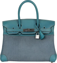 Vintage Hermes Birkin 30 Denim and Blue Jean Gulliver Palladium Hardware Vintage Hermes Birkin 30 Denim and Blue Jean Gulliver Palladium Hardware