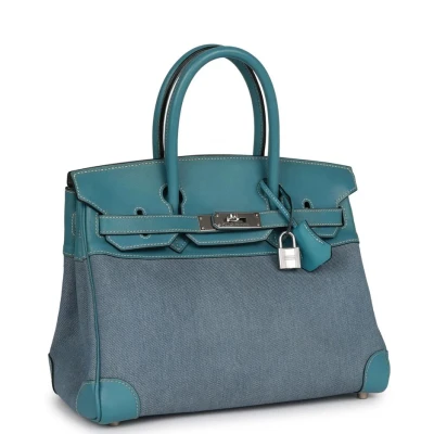 Vintage Hermes Birkin 30 Denim and Blue Jean Gulliver Palladium Hardware Vintage Hermes Birkin 30 Denim and Blue Jean Gulliver Palladium Hardware