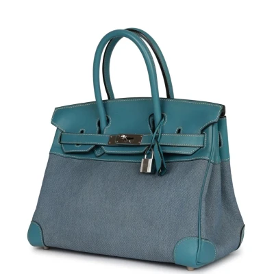 Vintage Hermes Birkin 30 Denim and Blue Jean Gulliver Palladium Hardware Vintage Hermes Birkin 30 Denim and Blue Jean Gulliver Palladium Hardware