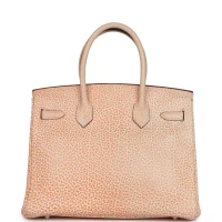 Vintage Hermes Birkin 30 Orange Dalmatian Buffalo Palladium Hardware