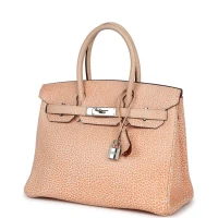Vintage Hermes Birkin 30 Orange Dalmatian Buffalo Palladium Hardware