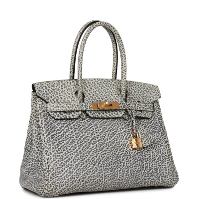 Vintage Hermes Birkin 30 White Dalmatian Buffalo Gold Hardware Vintage Hermes Birkin 30 White Dalmatian Buffalo Gold Hardware