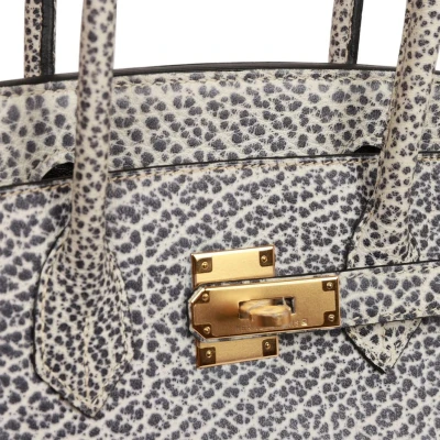 Vintage Hermes Birkin 30 White Dalmatian Buffalo Gold Hardware Vintage Hermes Birkin 30 White Dalmatian Buffalo Gold Hardware