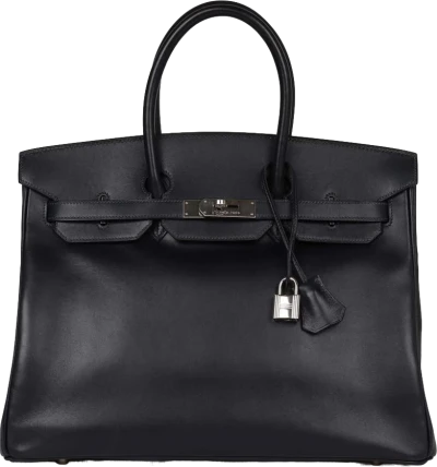 Vintage Hermes Birkin 35 Bleu Navy Box Palladium Hardware Vintage Hermes Birkin 35 Bleu Navy Box Palladium Hardware