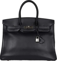 Vintage Hermes Birkin 35 Bleu Navy Box Palladium Hardware Vintage Hermes Birkin 35 Bleu Navy Box Palladium Hardware